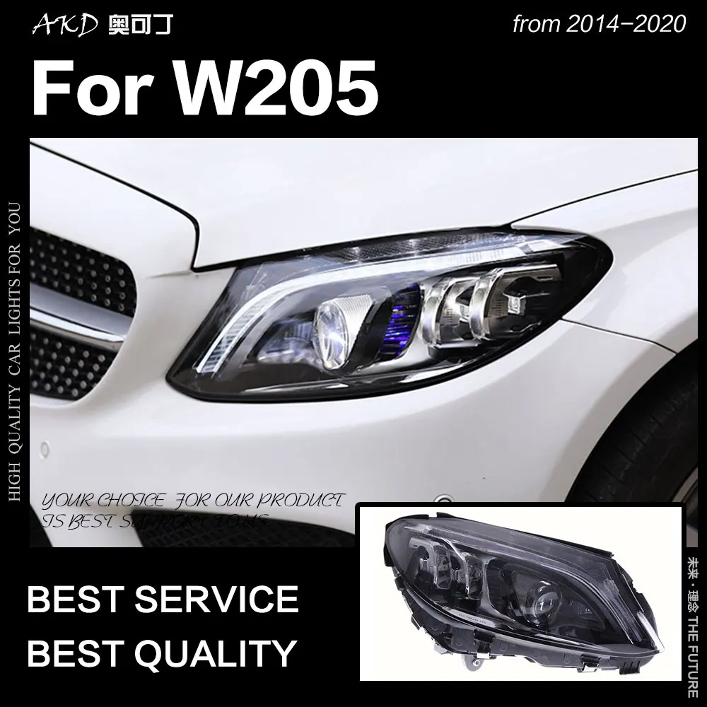 АКД стайлинга автомобилей Фара для Benz W205 фары 2014 2020 C180 C200 C260 C300 все светодиодный