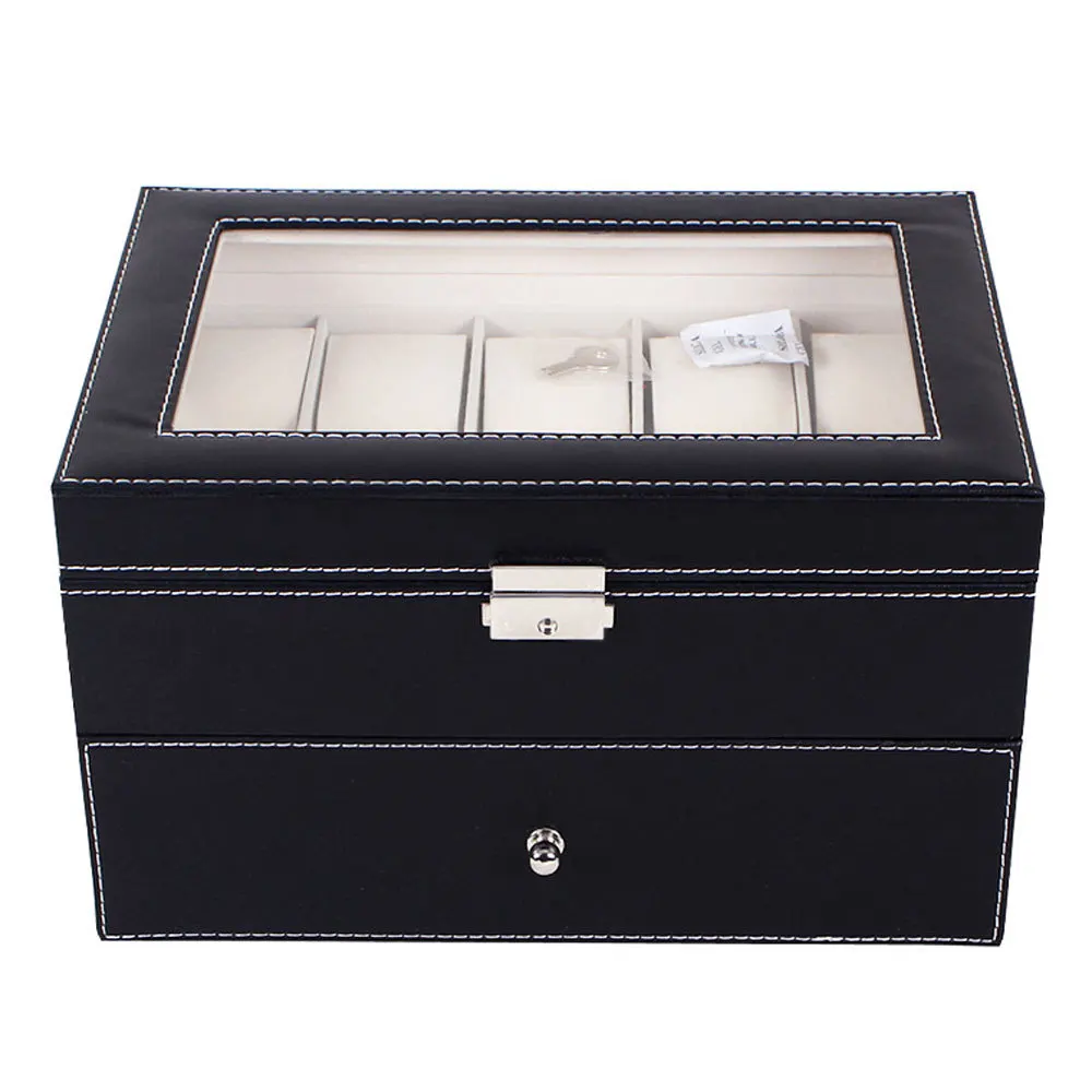 

20 Compartments Dual Layers Elegant Wooden Watch Collection Box Display Case Durable Collection Watch Storage Organizer Box
