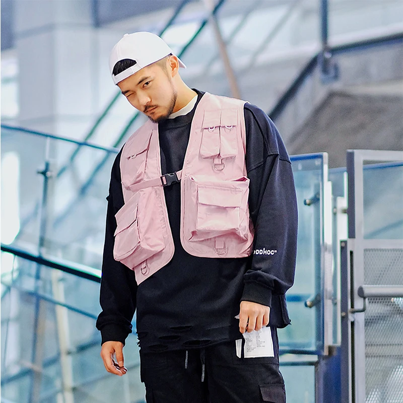 Жилет-карго в стиле милитари жилет хип-хоп для мужчин и женщин папы куртка без