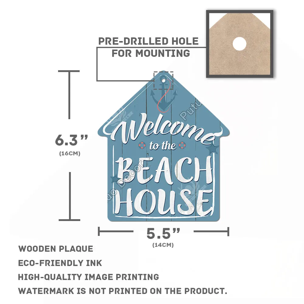 putuo decor beach sign house shaped wooden plaque summer sign sweet wooden hanging plaque for beach house bar surfing wall decor free global shipping