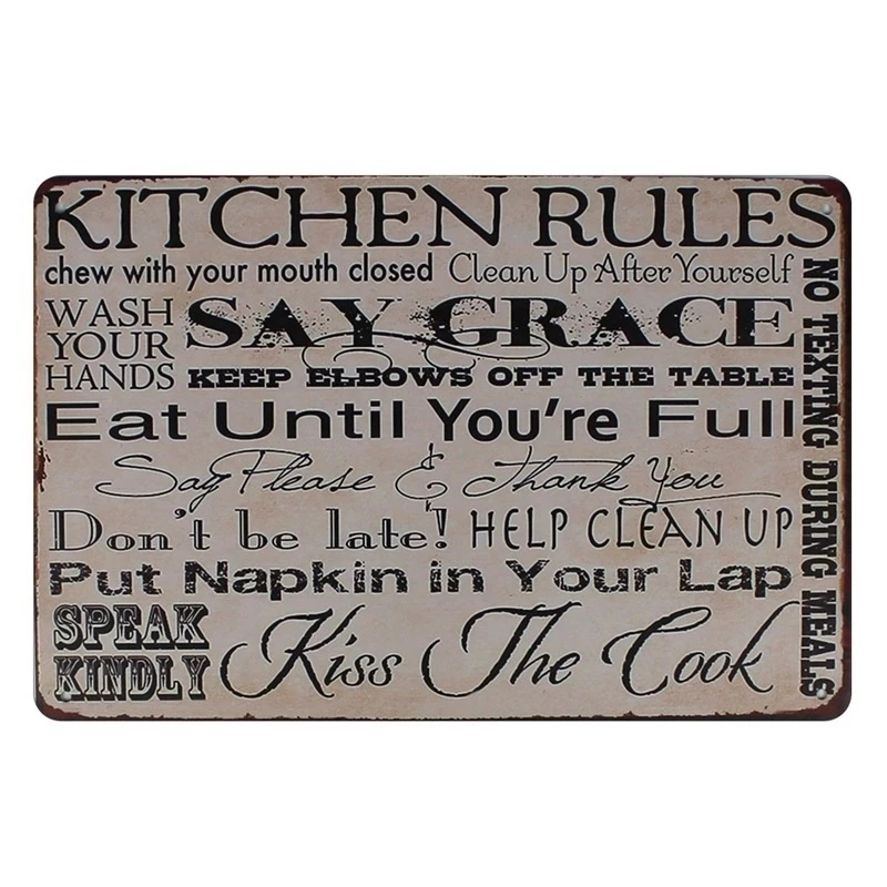 

Металлический жестяной плакат для кухни, домашний декор, бар, паб, правила мам, тарелка для еды, винтажный Железный плакат в стиле ретро