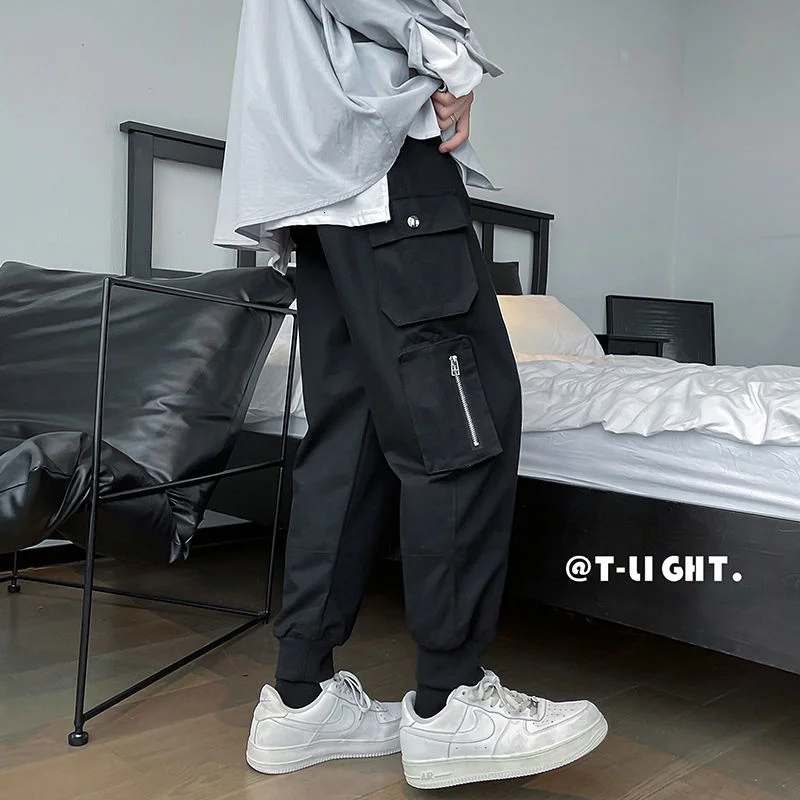 

Privathinker Pockets Mens Joggers Harem Pants Solid Color Harajuku Fashion Cargo Pants Loose Casual Trousers For Man Autumn