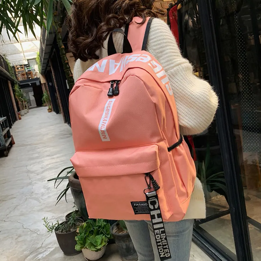 pink Брендовый дизайн, Большая вместительная Женская Студенческая сумка, студенческий рюкзак, модный рюкзак для компьютера, повседневный красный рюкзак для девочек в студенческом стиле - Цвет: pink