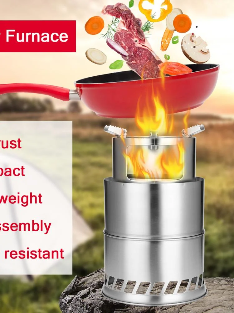 

Outdoor Camping Furnace End Deconstructable Picnic Barbecue Stoves Cross Border Detachable Wood Burner Furnace camp tent stove