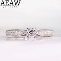 aeaw silver plated 14k white gold 4mm 0 3ct round cut moissanite engagement diamond ring anniversary ring for women
