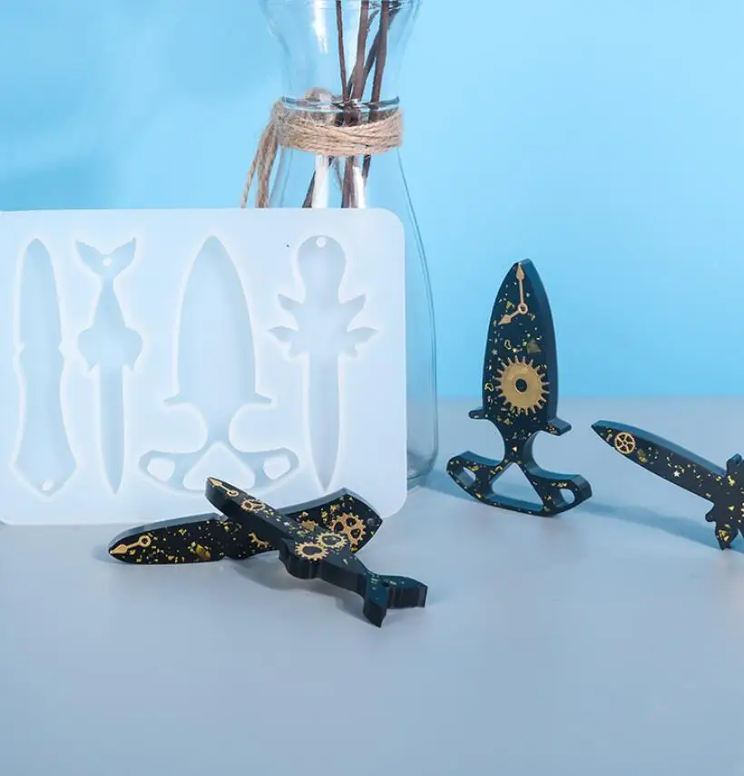 DIY Хрустальный эпоксидная смола форма брелок для пальцев нож защита зеркало