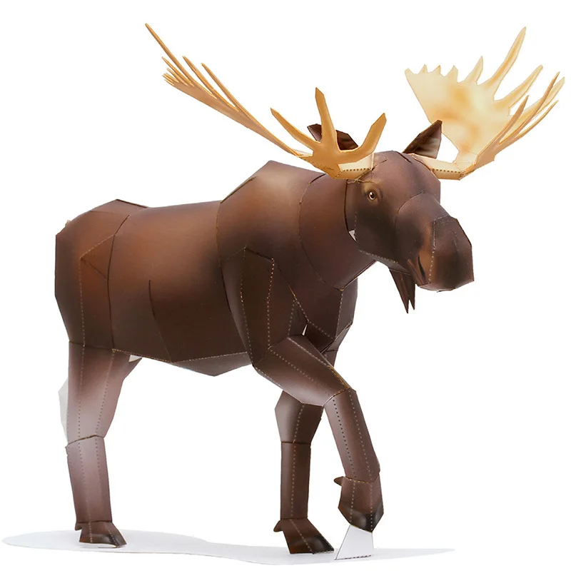 Лось с оленем и рисунком в виде птичек оригами арт складной мини милый 3D Бумага