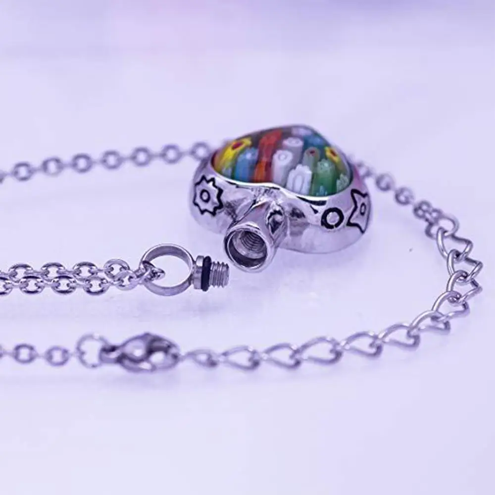 Красочный Кристальный цветок кулон в память любимых из нержавеющей стали Урна с