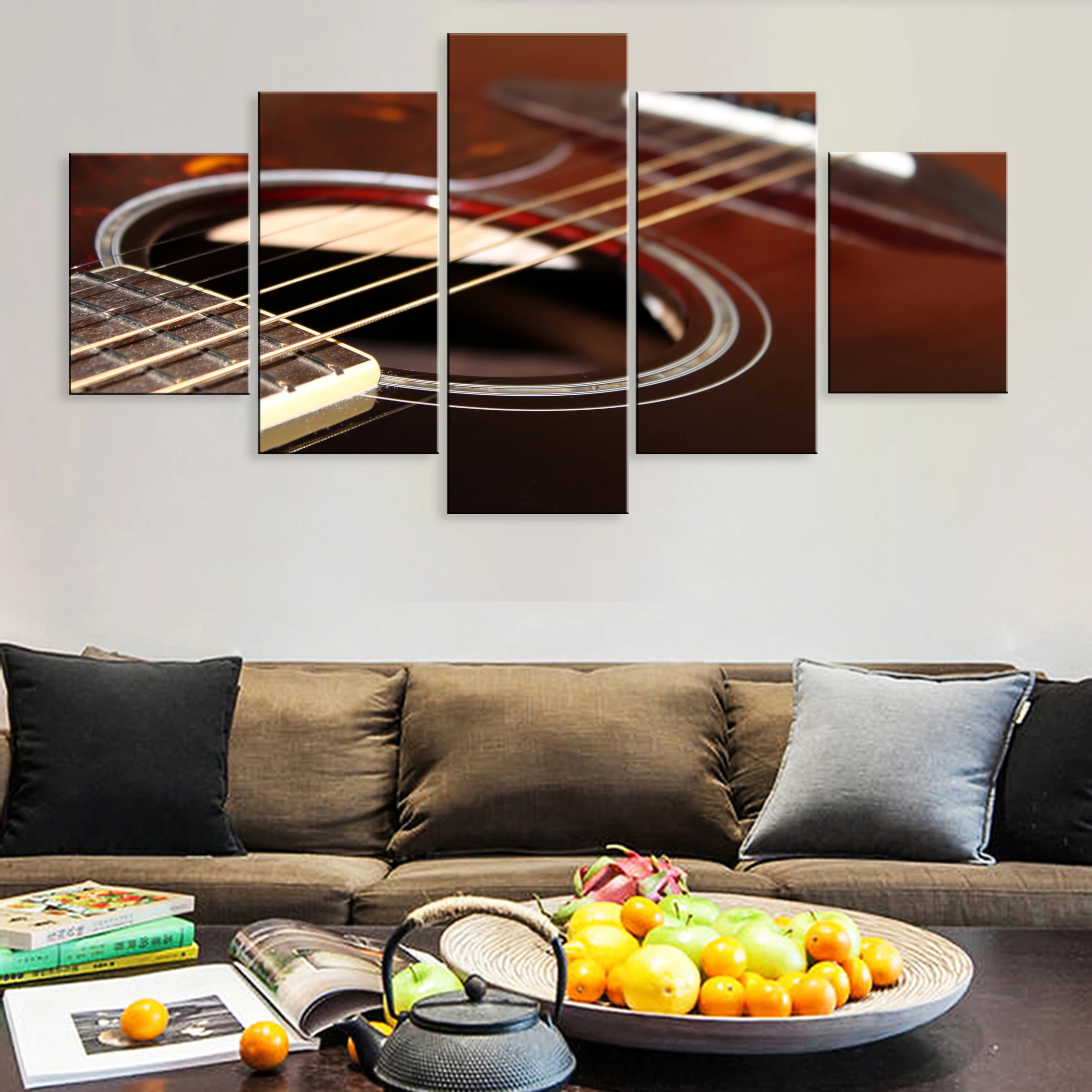 

Hd Decoration Modern 5 Pieces Modular Poster Painting Canvas Living Room Home Decor Framework Musical Instrument Guitar Music