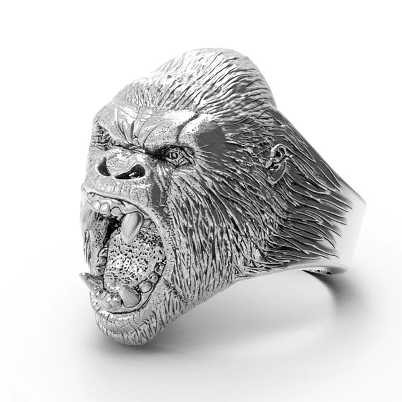 

New Trendy People Creative Explosion Style Violent Gorilla Men's Ring Fashion Trend Hip-Hop Domineering Niche Men's Ring Gift