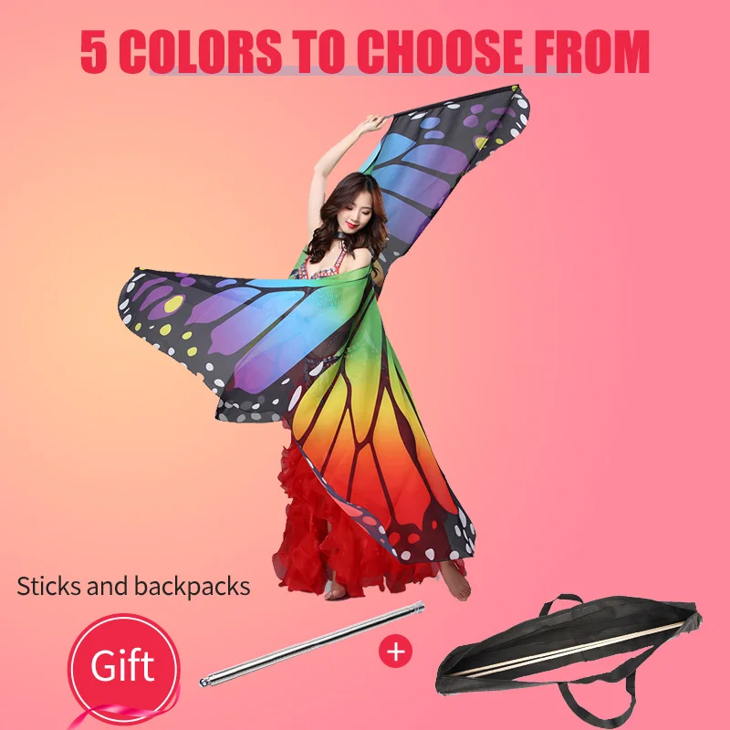 Женский костюм для танца живота с крыльями бабочки шифоновый аксессуар принтом