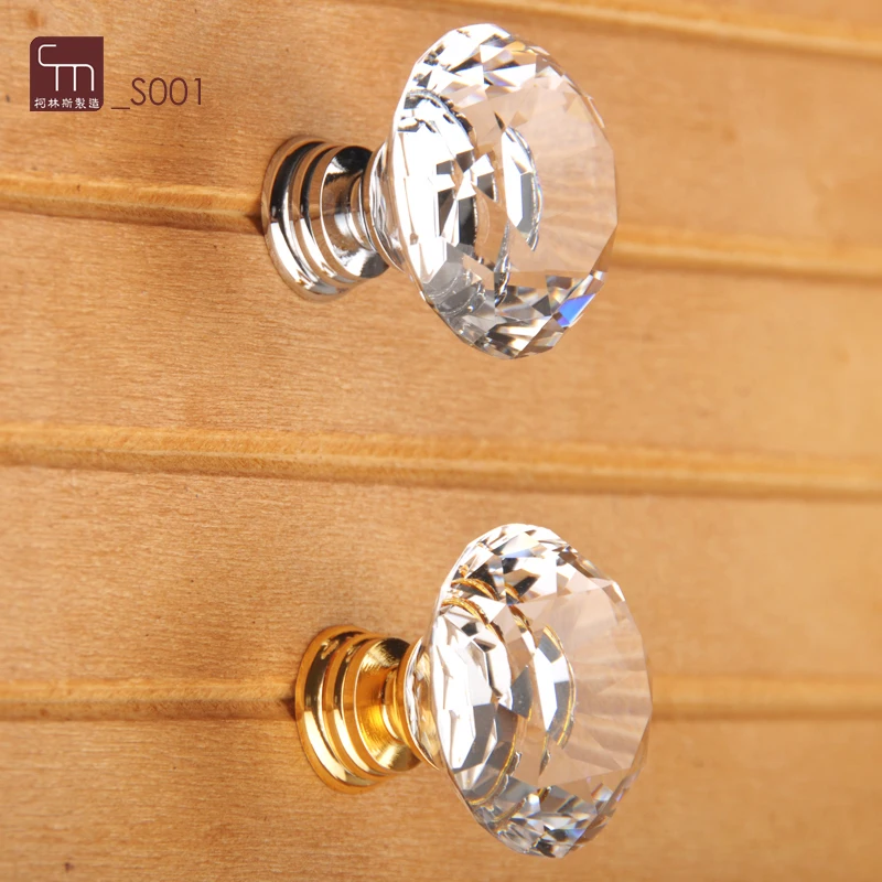 30 мм Алмазное Хрустальное стекло для ящиков дверей шкафов ручки вытяжных ручек