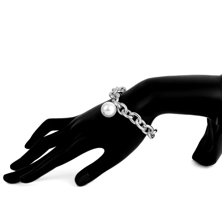 Ingemark Bohemian Imitation Pearl Pendant Bracelet Bangle Women Wedding Accessories Punk Heavy Thick Chain Bracelet Steampunk