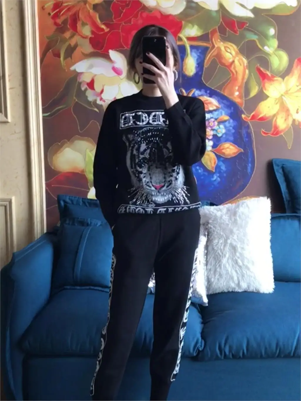 Брюки осенний вязаный свитер комплект из двух предметов Повседневный