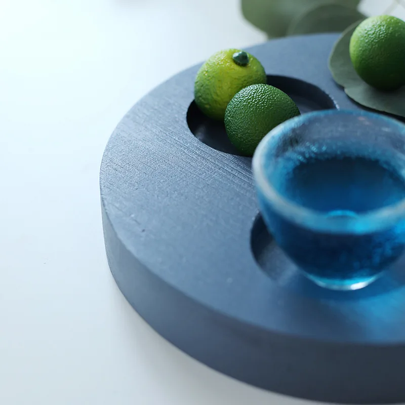 Деревянный поднос подсвечник креативный художественный стол ретро круглый