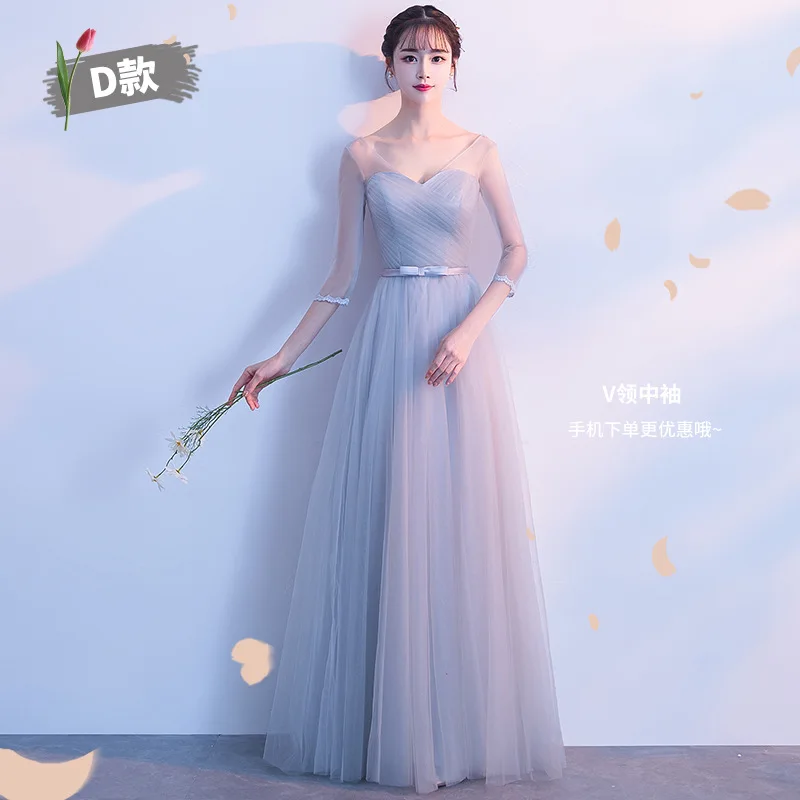 Серое платье подружки невесты 2019 длинное кружевное свадебное девичьи платья для