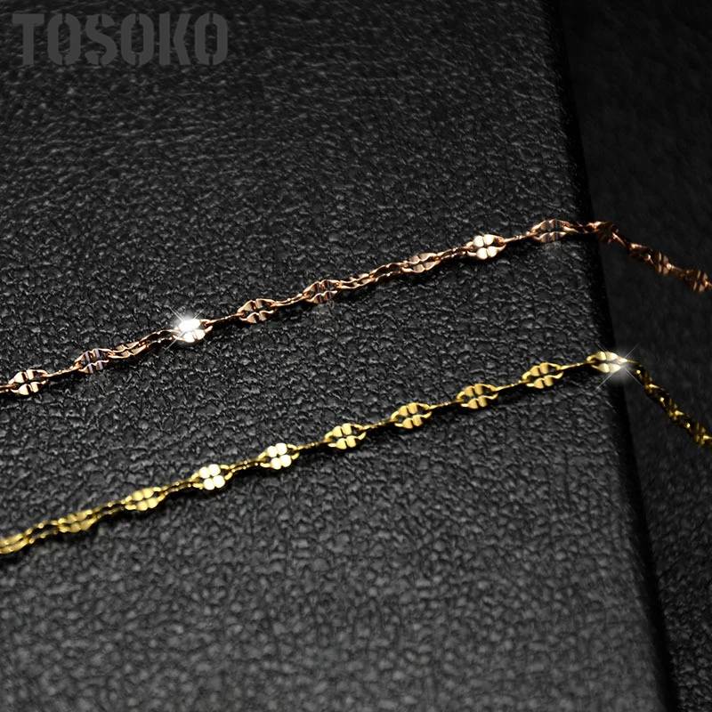 

TOSOKO Fashion Stainless Steel Necklace Horizontal Pattern Chain Non-allergic Fading Accessories Jewelry BSP037