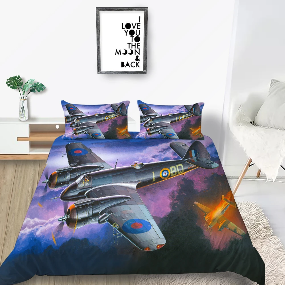 Комплект постельного белья 3D Jet Plane Модный комплект с изображением Луны из
