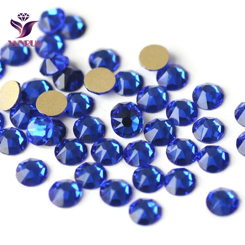 YANRUO 2088NOHF Flatback Sapphire Strass Stones Rhinestones Blue Glass Crystal All for Needlework AAA Bright for Clothes