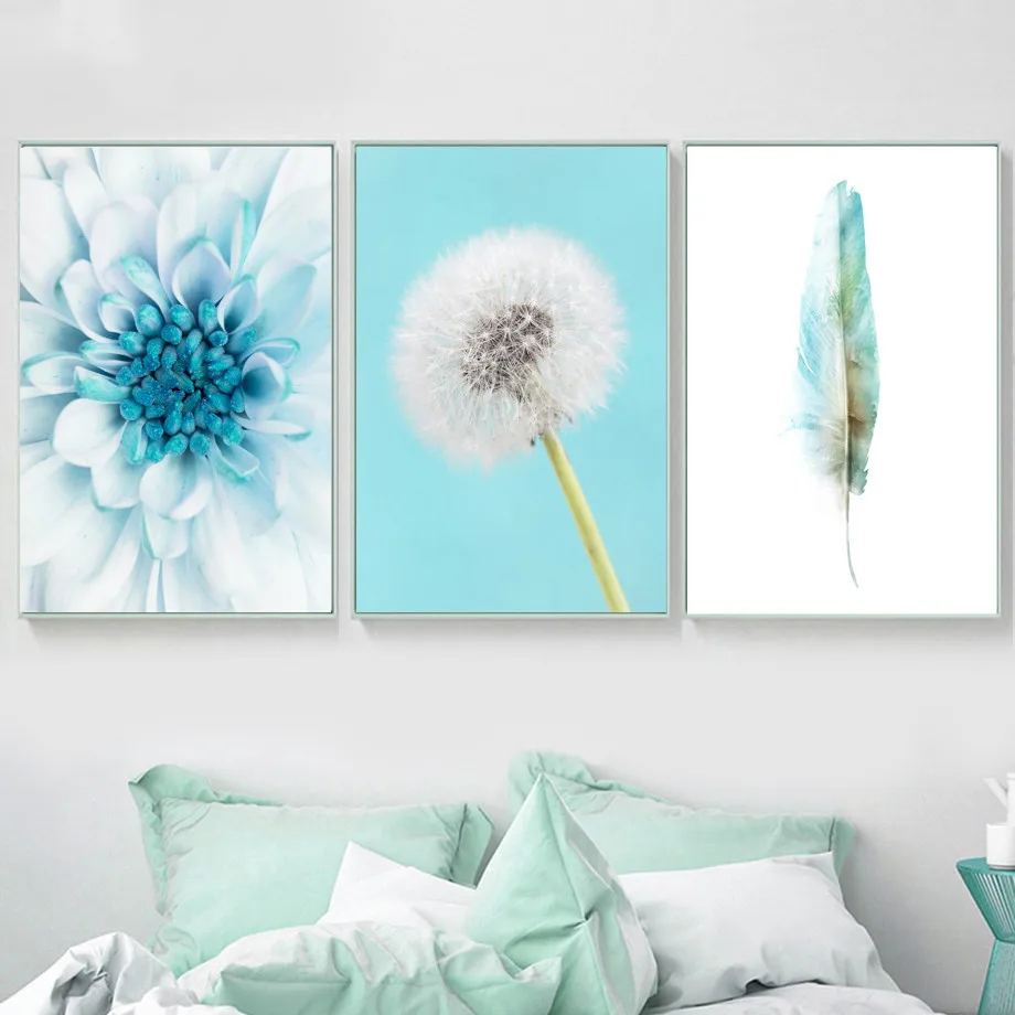 Цветок Одуванчик перо настенные художественные скандинавские плакаты и принты