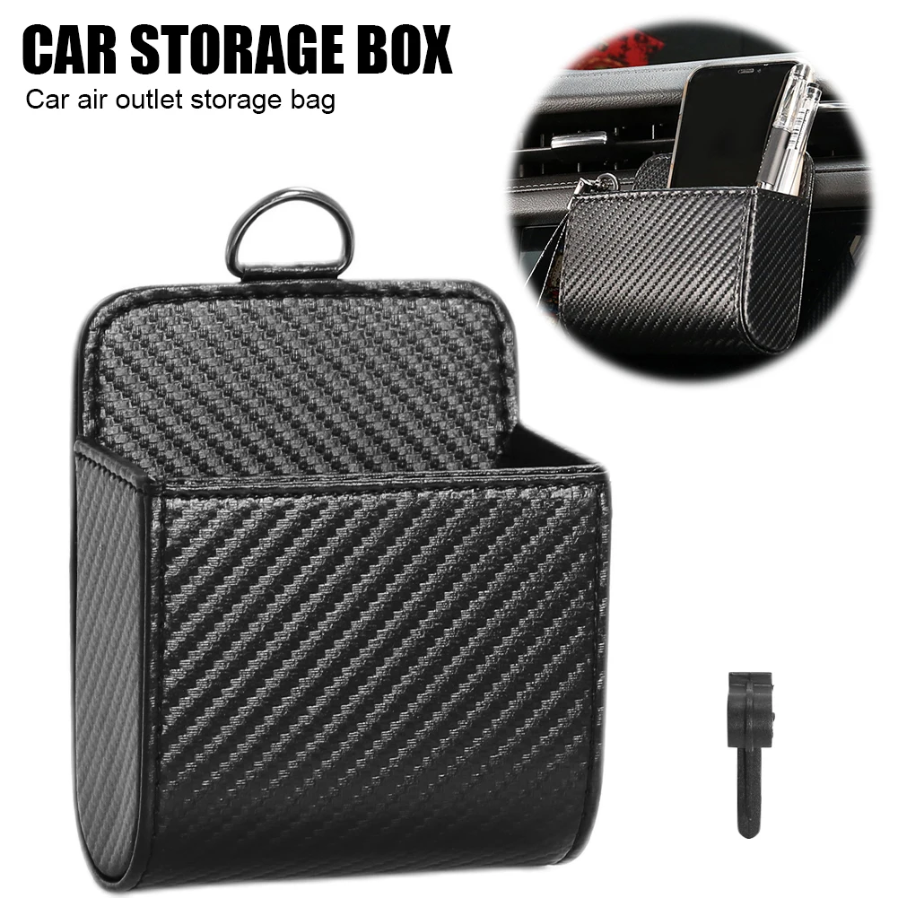 

Universal Car Air Conditioner Outlet Storage Box PU Leather Hanging Interior Organizer Air Vent Storage Bag Clip for Phone Key