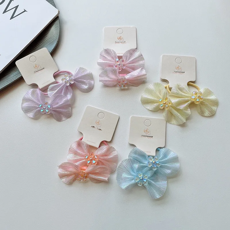 

Cute Colorful Flower Head Rope Girls Rubber Band Net Yarn Bow Hair Ties Baby Headdress for Children Fashion Hair Accessories