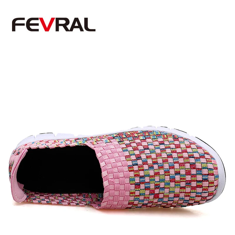 Женские плетеные туфли бренд FEVRAL весенние дышащие Лоферы ручной работы на