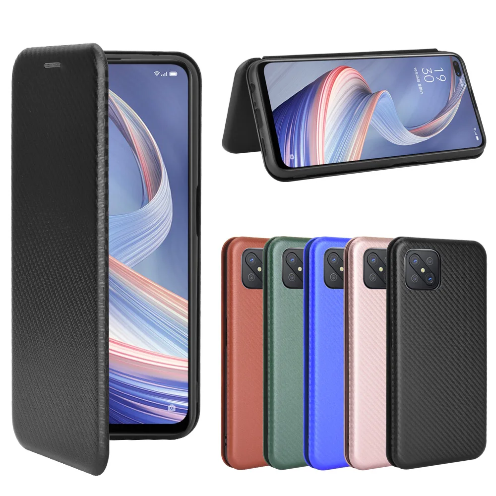 

Чехол-книжка для OPPO Reno 4Z 5G, кожа, углеродное волокно, с отделением для карт, тонкий Чехол-книжка для Oppo Reno4 Z 5G Reno4Z