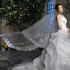 Однослойная кружевная белая вуаль 150 см, свадебная вуаль для венчания, Длинная свадебная вуаль без гребня, свадебные аксессуары для невесты