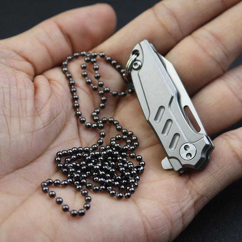 Титановый мини острый нож Портативный складной Фруктовый брелок подшипник