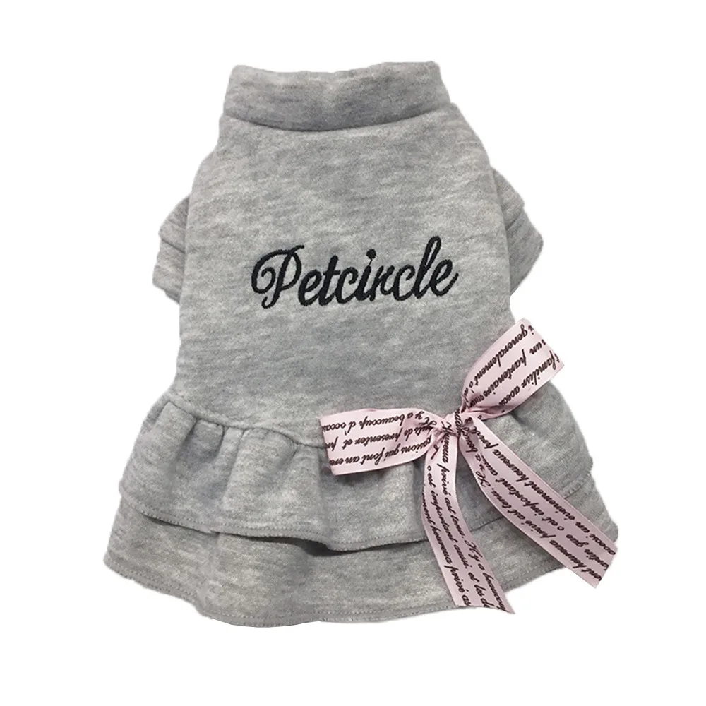 Одежда для питомцев платье с круглым вырезом и бантом Женская юбка Модная одежда