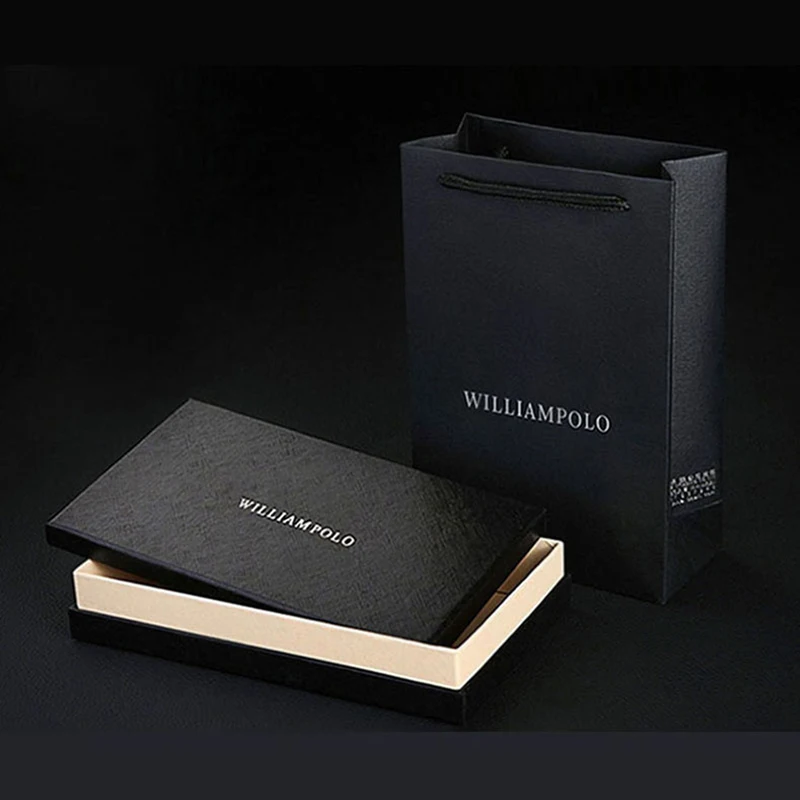 

DP-WILLIAMPOLO Fashion Long Design Genuine Cow Leather Wallet Man Metal Corner Phone Wallet Luxury Wallet Black #129