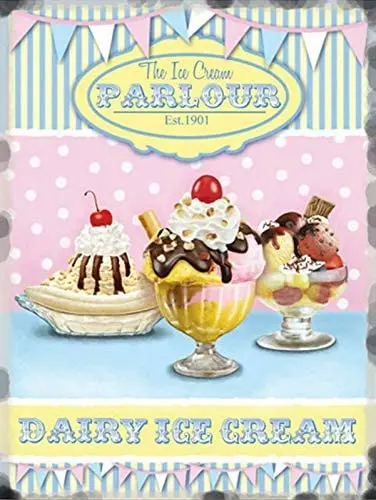 

Ice Cream Poster Retro Tin Sign for Street Garage Home Store Dessert Decoration Crafts Metal Tin Sign 8x12inch