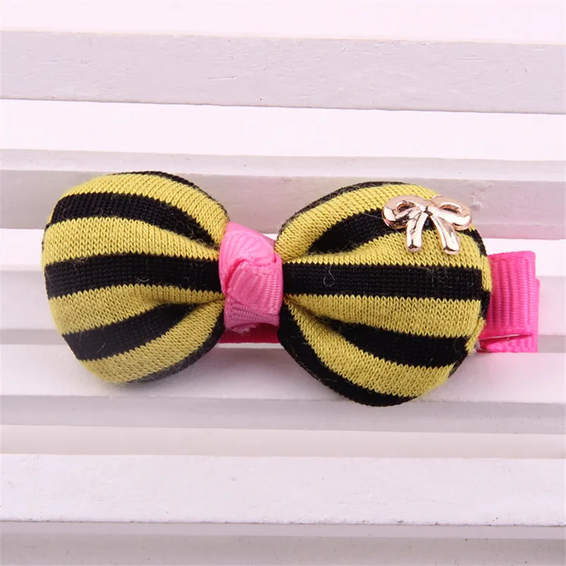 Новейшая заколка для волос детей Модный Полосатый Принт ткань бант золотые