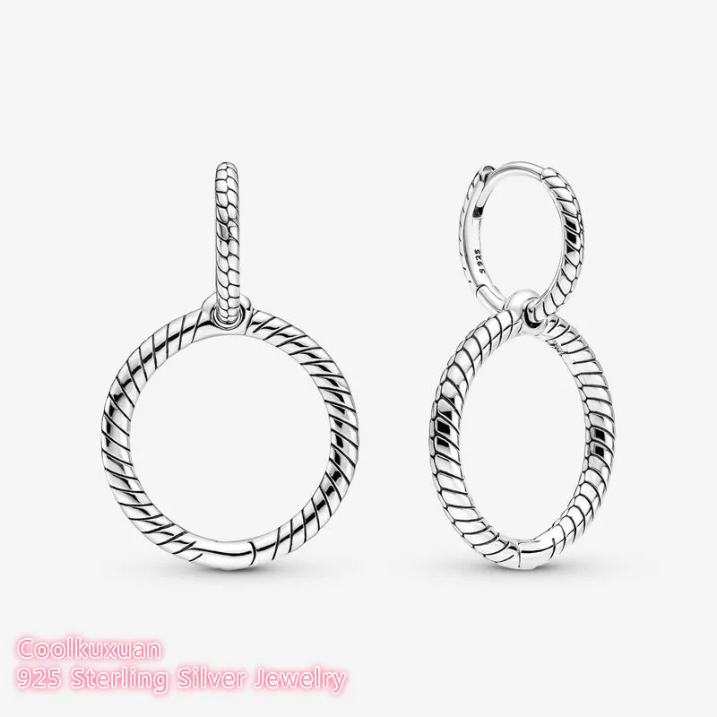 

Женские серьги-кольца из серебра 100% пробы, с подвеской