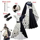 Новый фильм злых мадам Круэлла De Vil, Детский костюм, черный, белый цвет, искусственный парик для вечеринки