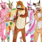 Взрослые пижамы с животными, женская одежда для сна, Kigurumi, все в одном, пижама с животными, костюмы косплей льва пижама в виде костюма волка, набор, мультяшная Пижама