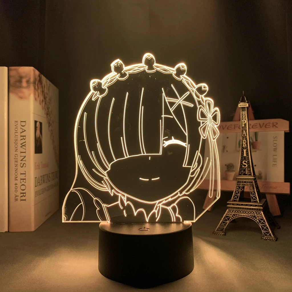 

3d Аниме лампа Re Zero Начальная жизнь в другом мире светодиодный ночсветильник для комнаты Декор Светильник подарок Re Zero Rem светильник