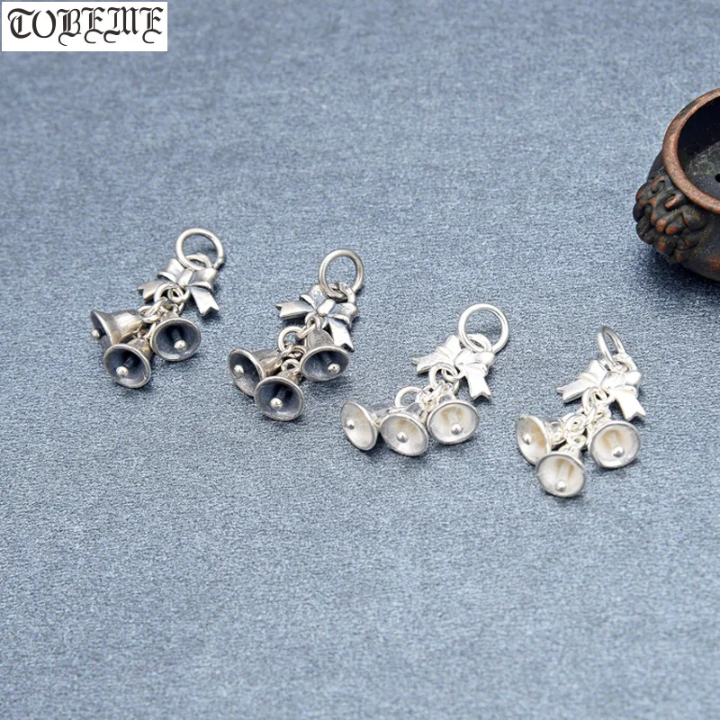 

100% 925 Silver Bell Charm Vintage Sterling Bell Small Pendant DIY Bracelet Charm