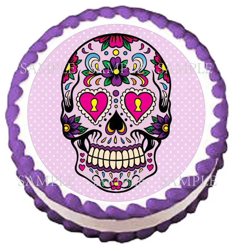 Сахарный Череп День мертвых съедобных тортов Топпер вафель рисовая бумага для