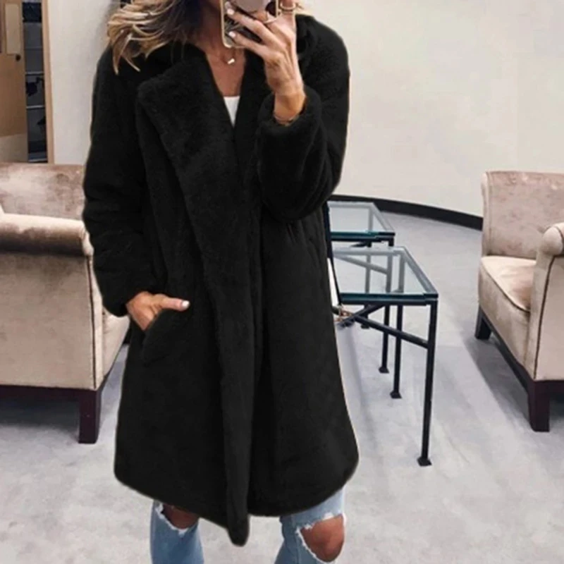 

Women's Faux Fur Coat Coat Coat Fall/Winter 2020 Coat Ladies Long Solid Streetwear Women's Coat Jacket