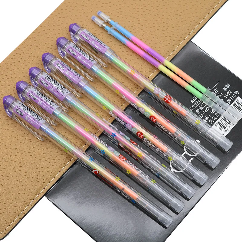 6 шт./компл. Радуга Ручка Шесть в одном цветов гелевая ручка школьные канцелярские