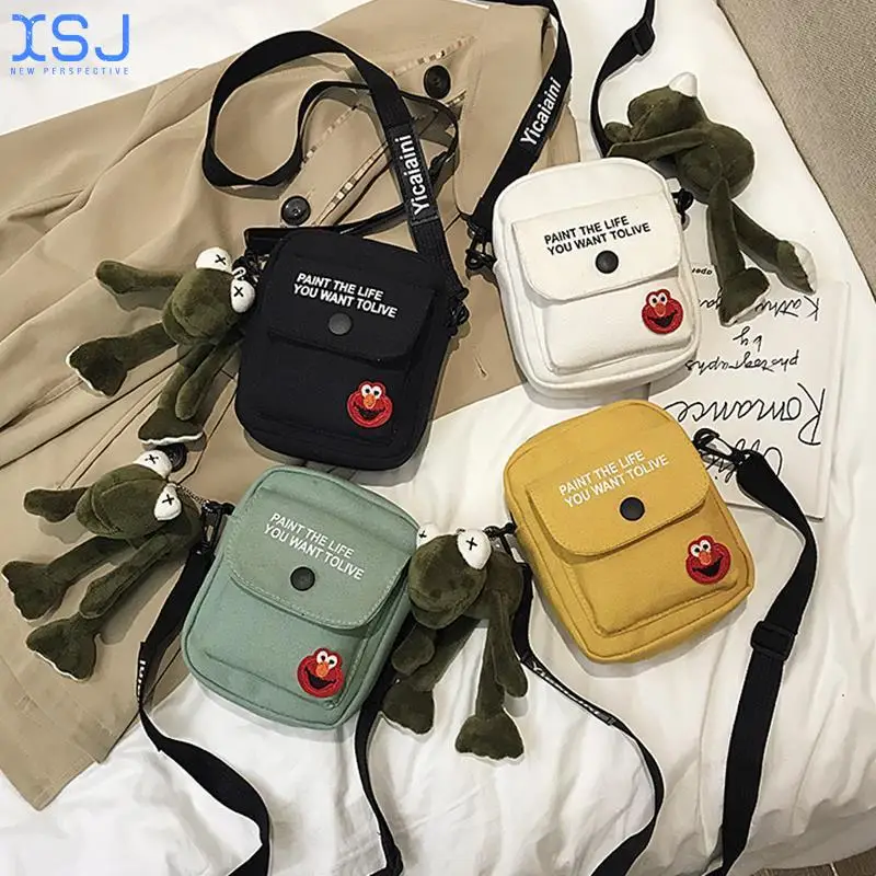 

Korean Version of The Vertical Square Canvas Messenger Bag Letter Bag Female Bag Student Small Fresh One-Shoulder Diagonal Bag