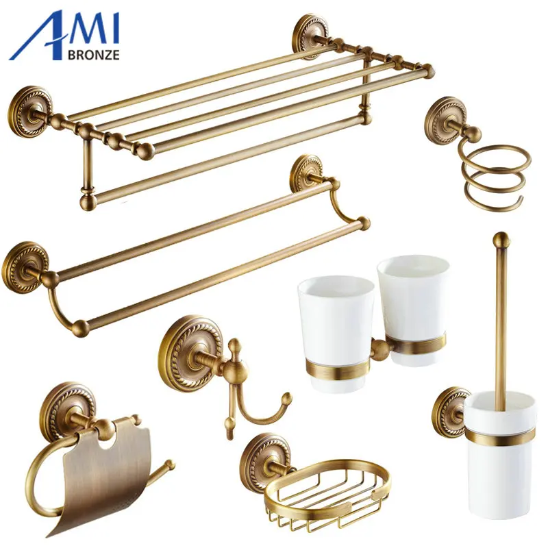 Античная матовая медная основа для ванной комнаты посуда полка банных полотенец