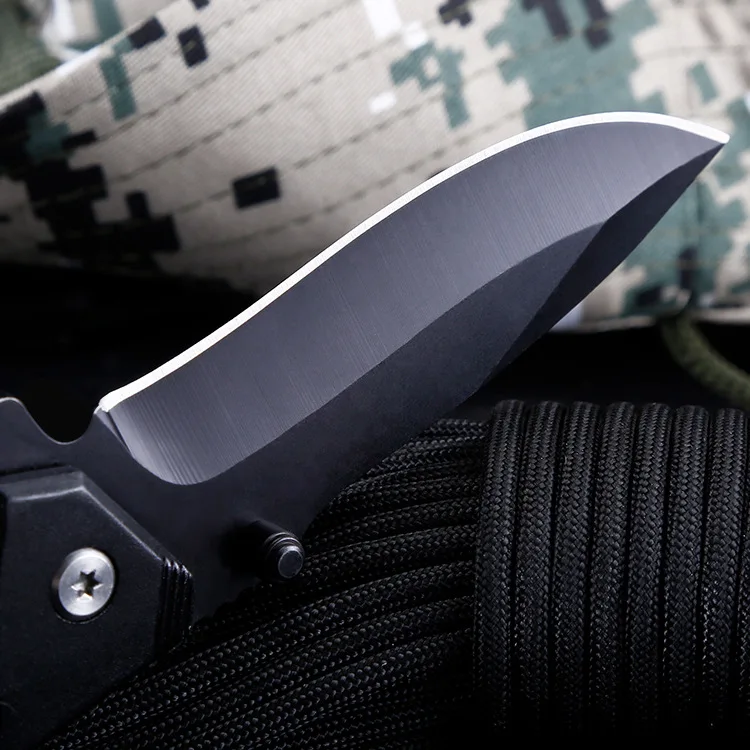 Черный большой складной нож из нержавеющей стали портативный Походный для