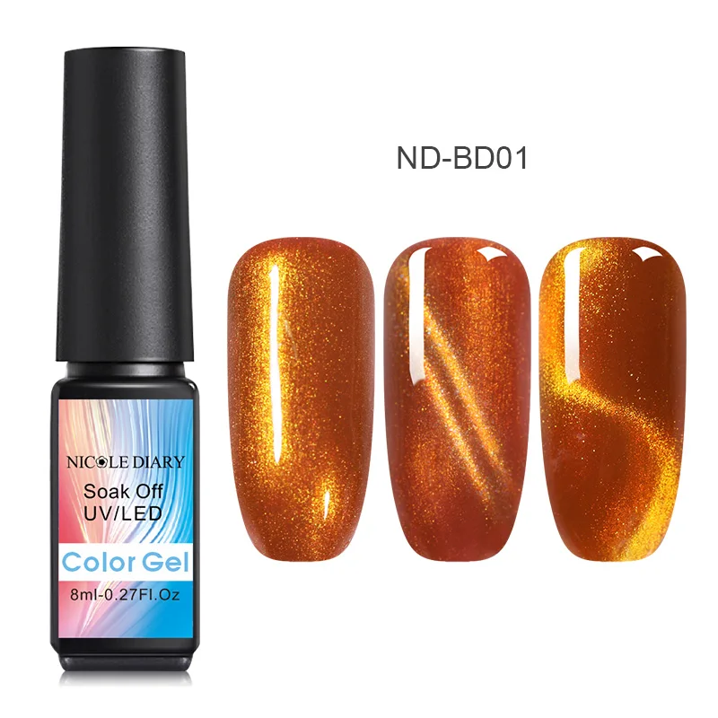 ND-BD01 NICOLE DIARY 8 мл голографический кошачий глаз гель Магнитный УФ-гель для ногтей лак магнит УФ светодиодный гель-лампа маникюрный лак Искусство DIY - Цвет: ND-BD01