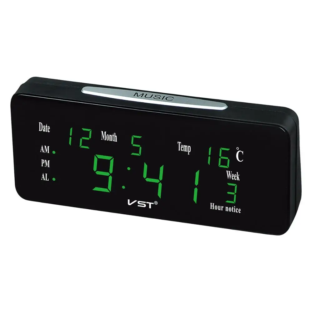 

Hot Sale VST Digital Led Alarm Clock Snooze Perpetual Calendar Temperature Week Calendar Table Clock Bedroom Office Desk Clock