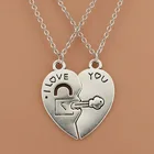 Парные ожерелья для мужчин и женщин, 2 шт.компл., два кулона в форме сердца, брелок на веревке ожерелье, подарок на день Святого Валентина