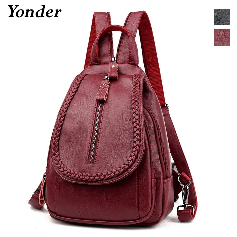 Yonder Повседневный женский рюкзак из натуральной кожи школьная сумка для девочек