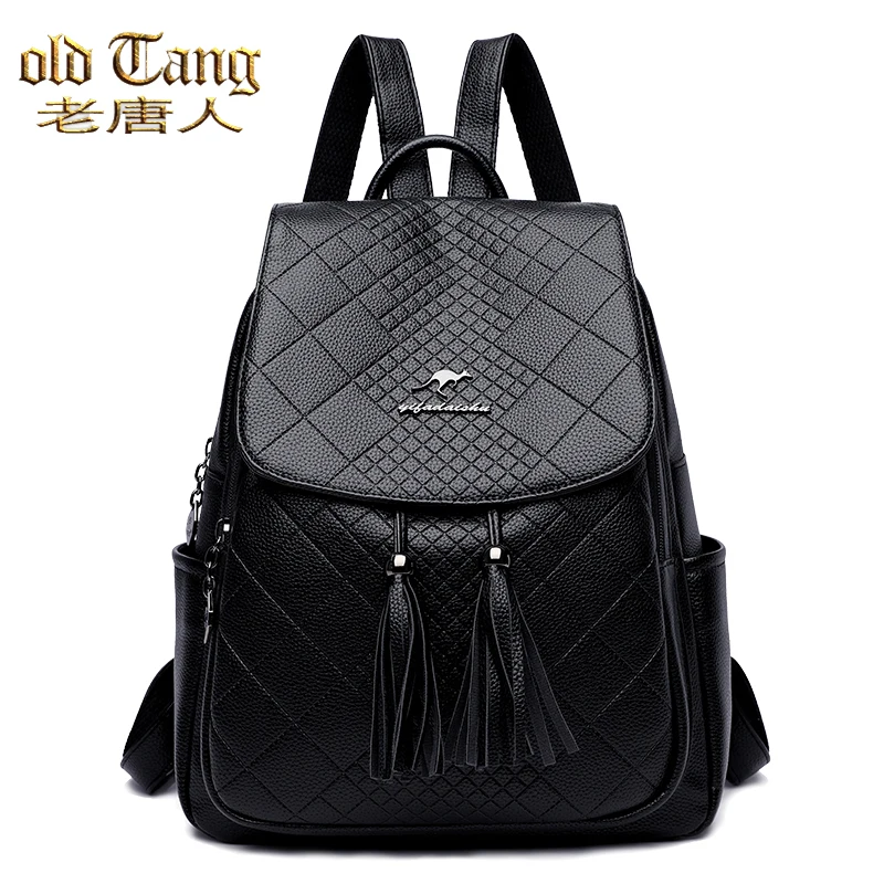 

OLD TANG PU Leather Bags For Women 2020 Designer Backpack Female Casual Travel Bag Fashion Ladies Diamond Lattice Bag Mochila